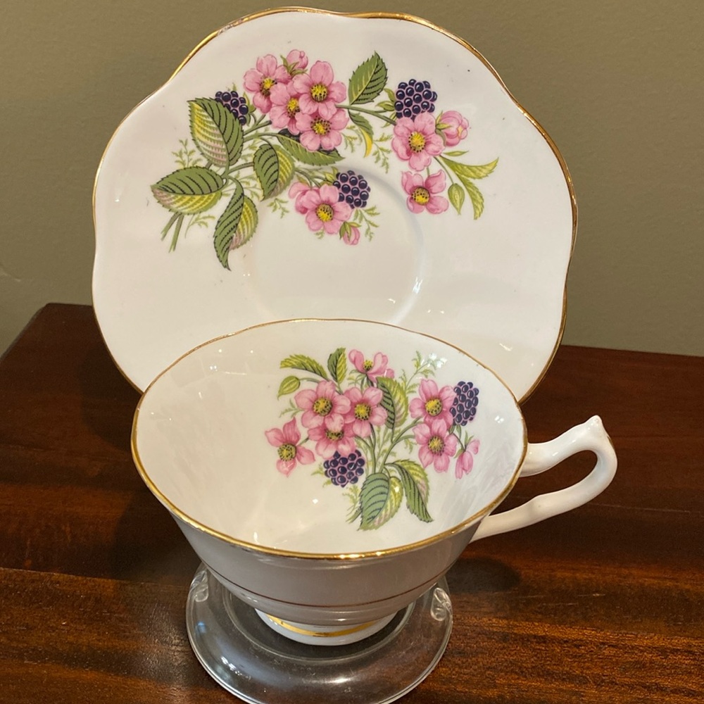 Vintage Teacup and Saucer, Crownford, England, Bone China